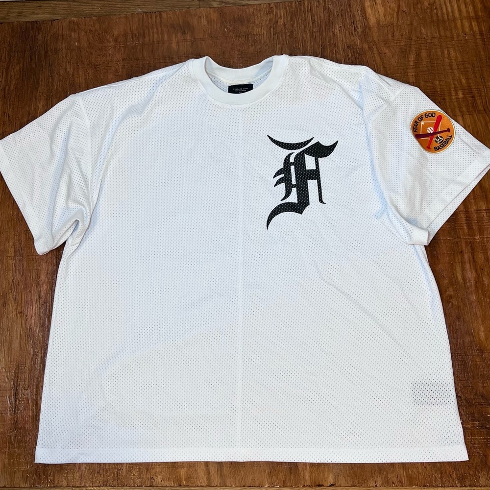 Fear Of God MEN’S  Fifth Collection Mesh Baseball batting Jersey Size XL White